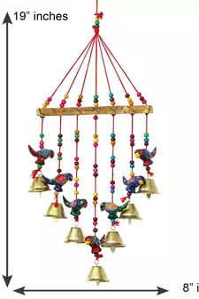 eCraftIndia Handcrafted DECORative Parrot Wall Door Window Hanging Bells