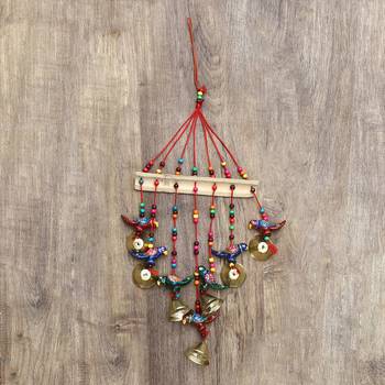 eCraftIndia Handcrafted DECORative Parrot Wall Door Window Hanging Bells 6