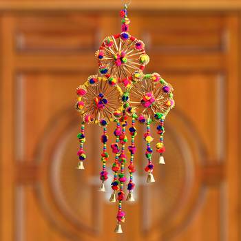 eCraftIndia Handcrafted DECORative Colorful Wall Door Window Hanging Bells 2