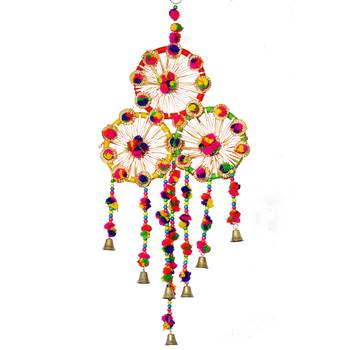 eCraftIndia Handcrafted DECORative Colorful Wall Door Window Hanging Bells 4
