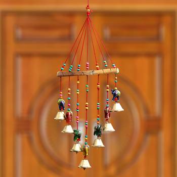 eCraftIndia Handcrafted DECORative Elephant Wall Door Window Hanging Bells 2