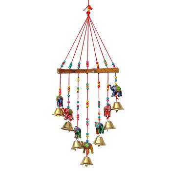 eCraftIndia Handcrafted DECORative Elephant Wall Door Window Hanging Bells 3