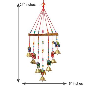 eCraftIndia Handcrafted DECORative Elephant Wall Door Window Hanging Bells 5