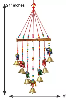 eCraftIndia Handcrafted DECORative Elephant Wall Door Window Hanging Bells