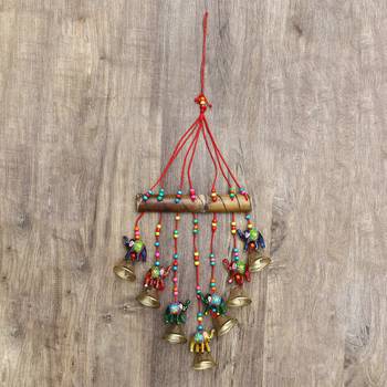 eCraftIndia Handcrafted DECORative Elephant Wall Door Window Hanging Bells 6