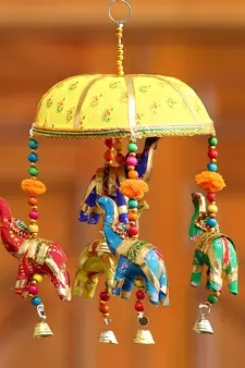 eCraftIndia Handcrafted DECORative Elephant Wall Door Window Hanging Bells