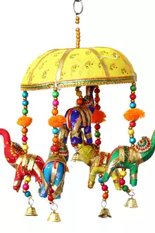 eCraftIndia Handcrafted DECORative Elephant Wall Door Window Hanging Bells