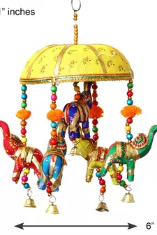 eCraftIndia Handcrafted DECORative Elephant Wall Door Window Hanging Bells