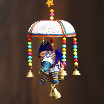 eCraftIndia Handcrafted DECORative Elephant Wall Door Window Hanging Bells 1