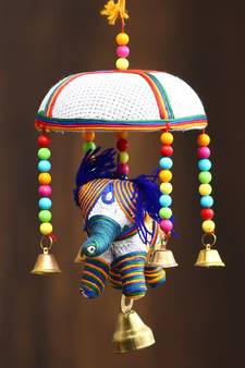 eCraftIndia Handcrafted DECORative Elephant Wall Door Window Hanging Bells