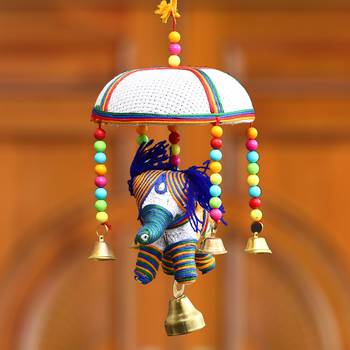 eCraftIndia Handcrafted DECORative Elephant Wall Door Window Hanging Bells 2
