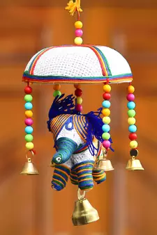 eCraftIndia Handcrafted DECORative Elephant Wall Door Window Hanging Bells