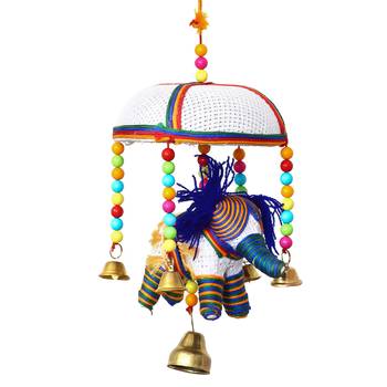 eCraftIndia Handcrafted DECORative Elephant Wall Door Window Hanging Bells 4