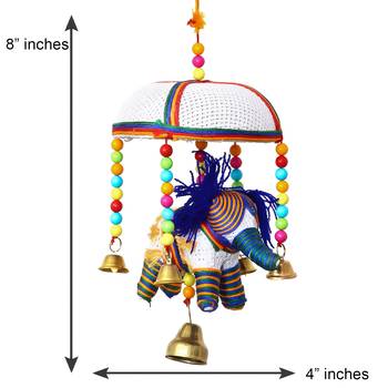eCraftIndia Handcrafted DECORative Elephant Wall Door Window Hanging Bells 5