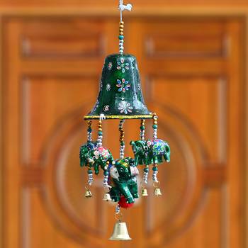 eCraftIndia Handcrafted DECORative Elephant Wall Door Window Hanging Bells 2