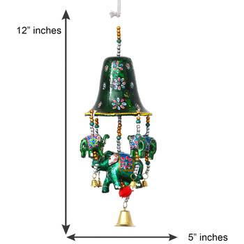 eCraftIndia Handcrafted DECORative Elephant Wall Door Window Hanging Bells 5