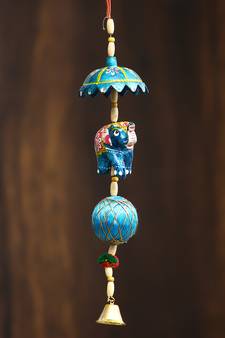 eCraftIndia Handcrafted DECORative Elephant Wall Door Window Hanging Bells