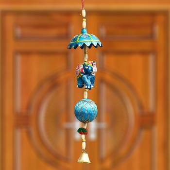 eCraftIndia Handcrafted DECORative Elephant Wall Door Window Hanging Bells 2