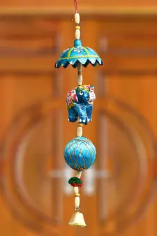 eCraftIndia Handcrafted DECORative Elephant Wall Door Window Hanging Bells