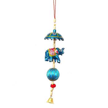 eCraftIndia Handcrafted DECORative Elephant Wall Door Window Hanging Bells 3