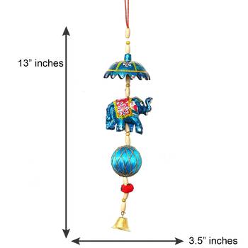 eCraftIndia Handcrafted DECORative Elephant Wall Door Window Hanging Bells 5