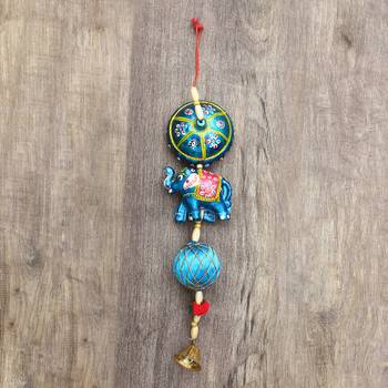 eCraftIndia Handcrafted DECORative Elephant Wall Door Window Hanging Bells 6