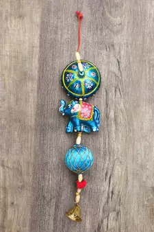 eCraftIndia Handcrafted DECORative Elephant Wall Door Window Hanging Bells
