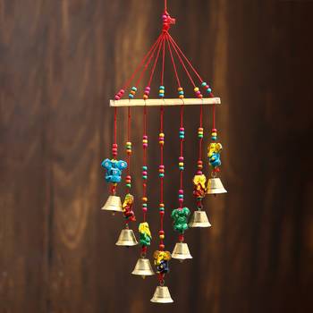 eCraftIndia Handcrafted DECORative Lord Ganesha Wall Door Window Hanging Bells 1