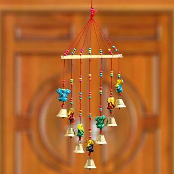 eCraftIndia Handcrafted DECORative Lord Ganesha Wall Door Window Hanging Bells 2