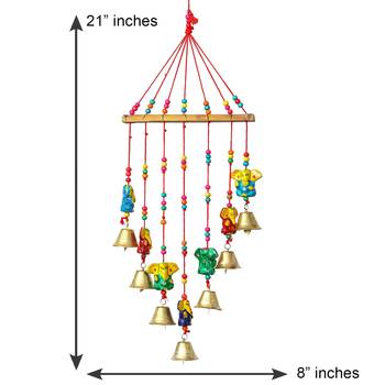 eCraftIndia Handcrafted DECORative Lord Ganesha Wall Door Window Hanging Bells 5