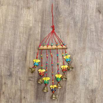 eCraftIndia Handcrafted DECORative Lord Ganesha Wall Door Window Hanging Bells 6