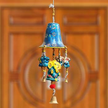 eCraftIndia Handcrafted DECORative Lord Ganesha Wall Door Window Hanging Bells 2
