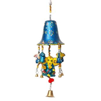 eCraftIndia Handcrafted DECORative Lord Ganesha Wall Door Window Hanging Bells 3