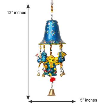 eCraftIndia Handcrafted DECORative Lord Ganesha Wall Door Window Hanging Bells 5