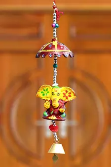 eCraftIndia Handcrafted DECORative Lord Ganesha Wall Door Window Hanging Bell
