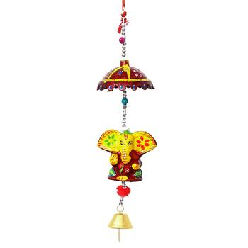 eCraftIndia Handcrafted DECORative Lord Ganesha Wall Door Window Hanging Bell 4