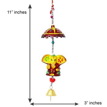 eCraftIndia Handcrafted DECORative Lord Ganesha Wall Door Window Hanging Bell 5