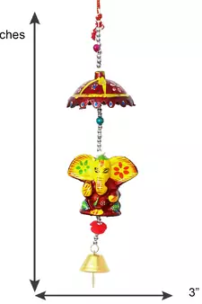 eCraftIndia Handcrafted DECORative Lord Ganesha Wall Door Window Hanging Bell