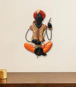 eCraftIndia Musician Tribal playing Veena Handcrafted Iron Wall Hanging