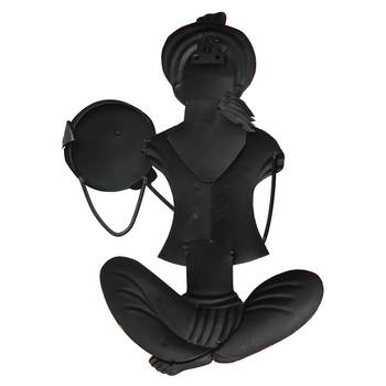 eCraftIndia Musician Tribal playing Tapri Handcrafted Iron Wall Hanging 7