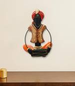 eCraftIndia Musician Tribal playing Dholak Handcrafted Iron Wall Hanging
