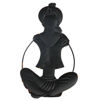 eCraftIndia Musician Tribal playing Dholak Handcrafted Iron Wall Hanging 7