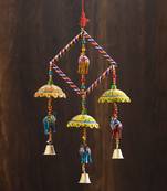 eCraftIndia Handcrafted DECORative Elephant with Chatri Wall Door Window Hanging Bells