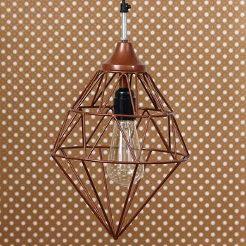 Edison Filament Copper Finish Diamond Cage Pendant Light  Ceiling Hanging Lamp for Home Living Room Offices Restaurants 1