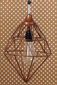 Edison Filament Copper Finish Diamond Cage Pendant Light  Ceiling Hanging Lamp for Home Living Room Offices Restaurants