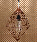 Edison Filament Copper Finish Diamond Cage Pendant Light  Ceiling Hanging Lamp for Home Living Room Offices Restaurants