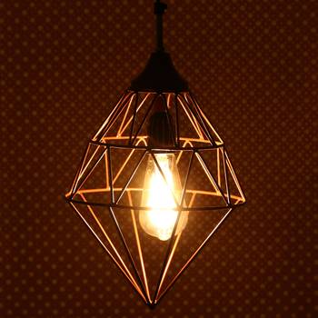 Edison Filament Copper Finish Diamond Cage Pendant Light  Ceiling Hanging Lamp for Home Living Room Offices Restaurants 2