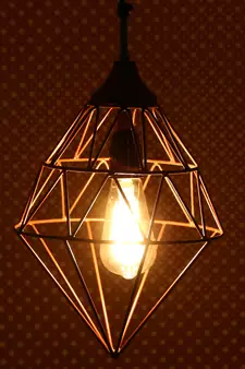 Edison Filament Copper Finish Diamond Cage Pendant Light  Ceiling Hanging Lamp for Home Living Room Offices Restaurants