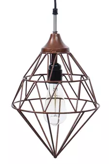 Edison Filament Copper Finish Diamond Cage Pendant Light  Ceiling Hanging Lamp for Home Living Room Offices Restaurants