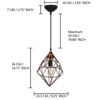Edison Filament Copper Finish Diamond Cage Pendant Light  Ceiling Hanging Lamp for Home Living Room Offices Restaurants 5